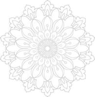 Unique complex mandala coloring book page design vector