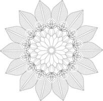 Unique complex mandala coloring book page design vector
