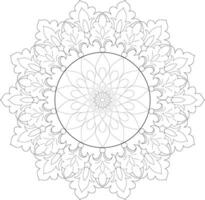 Unique complex mandala coloring book page design vector