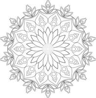 Unique complex mandala coloring book page design vector