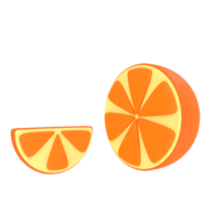 Orange citrus fruit with yellow veins on transparent background. Cut orange slices. Without background. Object. 3D rendering png