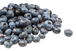 Blueberries without background are scattered on the table. PNG Horizontal. Photo in high quality