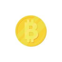 Bitcoin coin icon. Gold bitcoin cartoon style isolated. Shiny gold bitcoin sign for designers and illustrators. Gold piece in the form of a vector illustration. Digital currency. Vector icon.