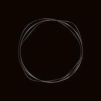 Round golden frame on a black background, golden element in art deco style. Vector abstract linear object