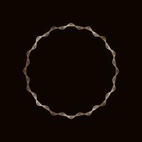 Round golden frame on a black background, golden element in art deco style. Vector abstract linear object