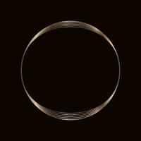 Round golden frame on a black background, golden element in art deco style. Vector abstract linear object