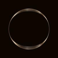 Round golden frame on a black background, golden element in art deco style. Vector abstract linear object