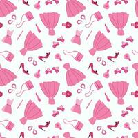 Pink doll seamless pattern. Design for fabric, textile, wallpaper, packaging. vector