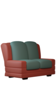 a red and green sofa on a transparent background png