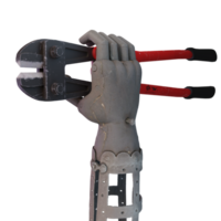 a robot hand holding a wrench on a transparent background png