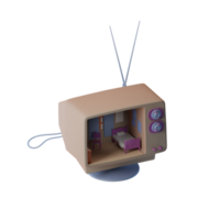 an old tv with a bed and a tv on it png