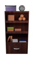 a book shelf with books and other items png