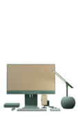 ordinateur bureau avec moniteur, clavier, Souris et lampe png