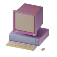 a computer with a purple screen and keyboard png