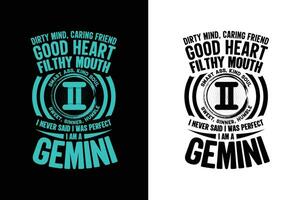 Gemini zodiac sign t shirt design graphic vector