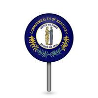 Map pointer with flag of Kentucky. Vector illustration.