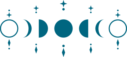 Luna diferente etapas o lunar fase depilación y menguante con luz de la luna rayo magia misterioso boho png