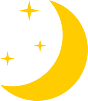 Yellow crescent moon and stars png