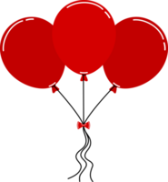 Red balloons with ribbon flying celebration and party png