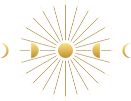 d'or mystérieux lune différent phases ou lunaire phases avec clair de lune png