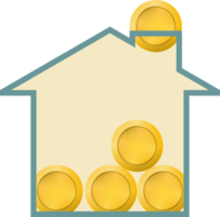 house with golden coins money saving bank investment png