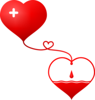 rouge cœur dans du sang don transfusion png