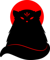 zwart kitsune vos met rood cirkel anime Japans stijl png