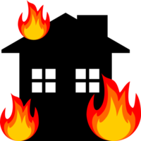 zwart huis brand vlam brandend png