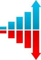 arrow graph growing uptrend and red graph downward trend financial business statistics png