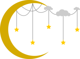 nuage avec étoiles ligne araignée araignée pendaison sur croissant lune mystique la magie png