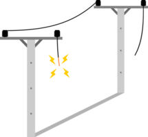 cassé électrique câble de haute Tension pôle est endommagé et court circuit étincelle fumée cause danger électrocution risque png