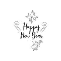 Hand drawn outline new year background vector