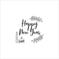 Hand drawn outline happy new year background vector