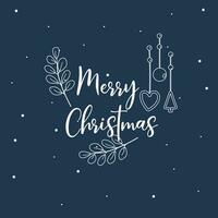 Hand drawn Merry Christmas outline background vector