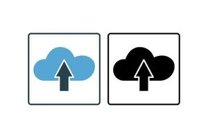 Cloud Upload icon. suitable for web site design, app, user interfaces. solid icon style. Simple vector design editable