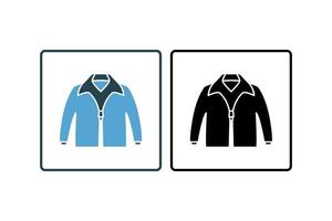 Jacket Icon. Icon related to clothes icon set. solid icon style. Simple vector design editable