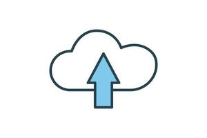 Cloud Upload icon. suitable for web site design, app, user interfaces. flat line icon style. Simple vector design editable