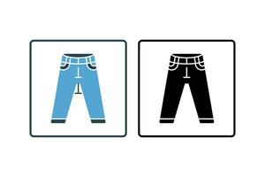 Jeans Icon. Icon related to clothes icon set. solid icon style. Simple vector design editable