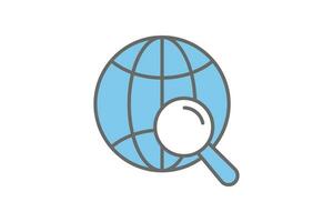 Global search icon. Icon related to Search Engine Optimization. suitable for web site design, app, user interfaces. flat line icon style. Simple vector design editable