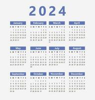 Calendar for 2024. Minimal style new year vector