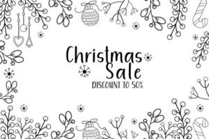 Hand drawn outline christmas sale background vector