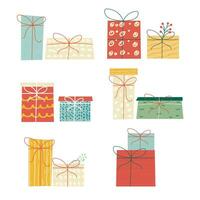 Hand drawn gift box set vector