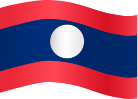 Laos flag wave isolated on png or transparent background