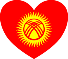 Kyrgyzstan flag in heart shape isolated on transparent background png
