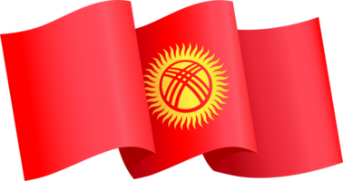 Kyrgyzstan flag wave isolated on png or transparent background