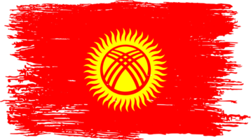 Kyrgyzstan flag with brush paint textured isolated  on png or transparent background