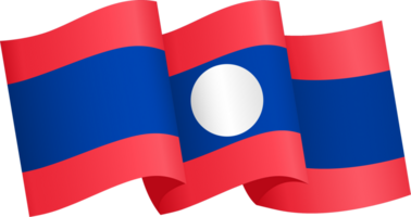 Laos flag wave isolated on png or transparent background