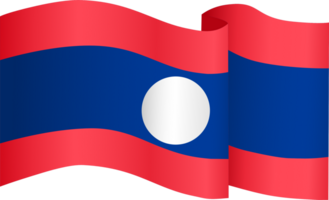 Laos flag wave isolated on png or transparent background