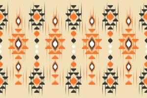 Beautiful ikat art. Ethnic Seamless pattern in tribal, folk embroidery, and abstract art. Aztec geometric chevron ornament print. Design for carpet, wallpaper, clothing, wrapping, fabric. vector
