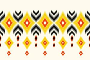 Ikat vector ethnic seamless pattern design. Ikat Aztec fabric carpet ornaments textile decorations wallpaper.